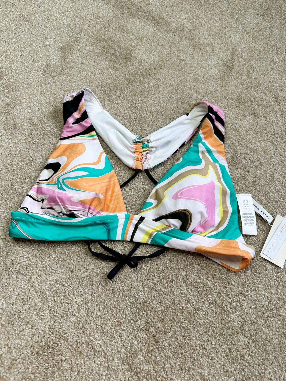 NEW Trina Turk Nazare Plunge Bikini Top Size 10